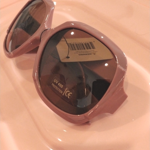 Sunglasses Dark Pinkish Brown Tan Oversized Round Square Full Rim - Picture 5 of 16
